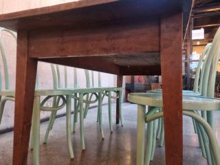 Antique Timber Cafe Table and 6 Chairs