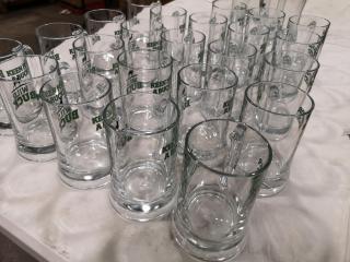 23x Wild Buck Glass Beer Mugs + 2x Large Pitchers