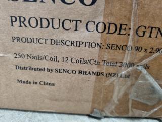 Senco 90x2.90mm Bright Plain Shank Coil Nails, 3000x