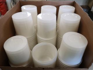 154x White Plastic Tubs & 33x Plastic Bottles