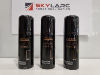 3 Loreal Hair Touch Up Sprays - Black